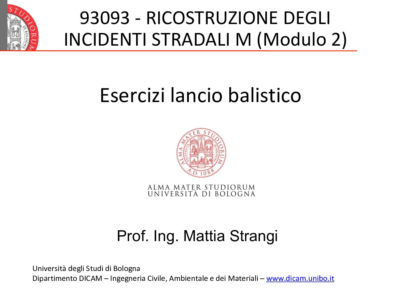 Esercizi urto pedone